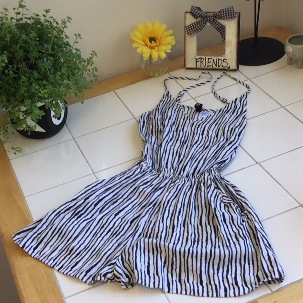 ‘Divided’ Vertical Striped Comfy Romper
